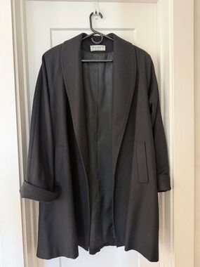 DUMAS Women's Vintage Long Black Drape Front Swing Coat Jacket Size Medium